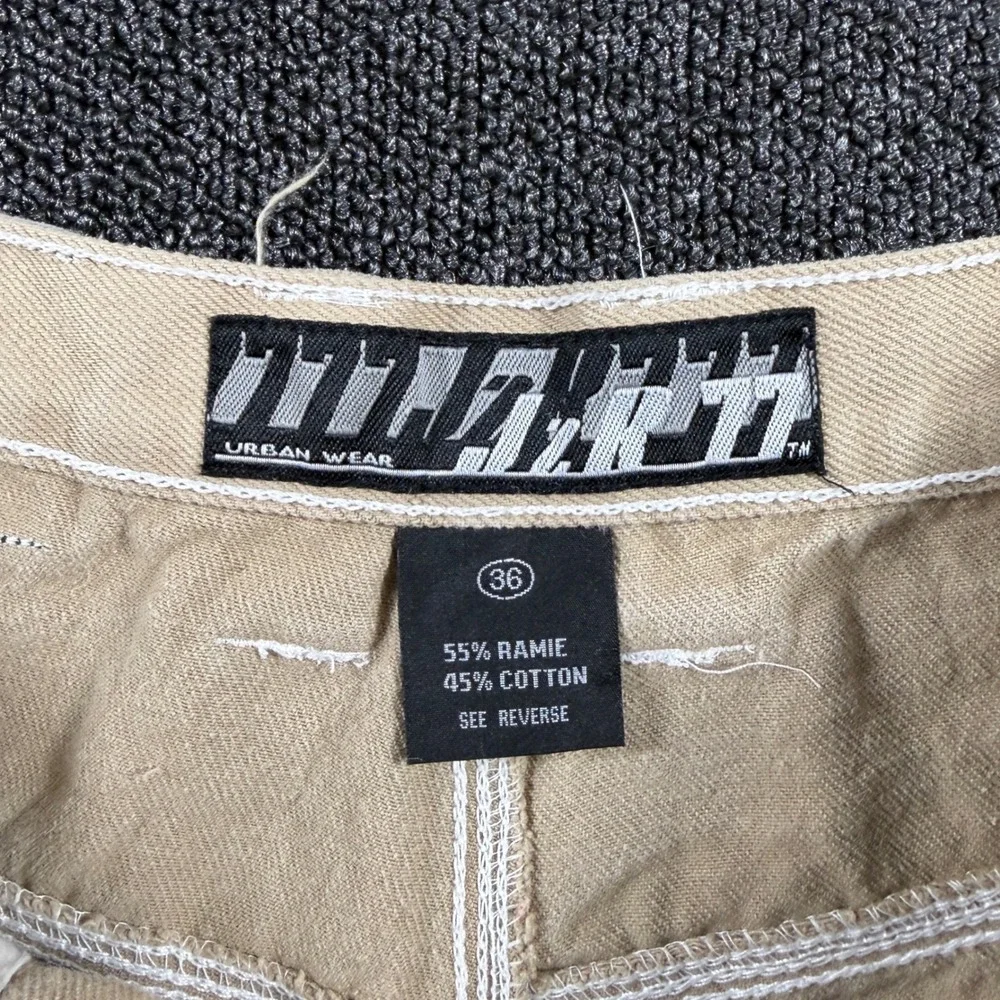Vintage JzR77 Urban Wear Baggy Wide Leg Carpenter Pants 36x30 Tan Y2K Streetwear